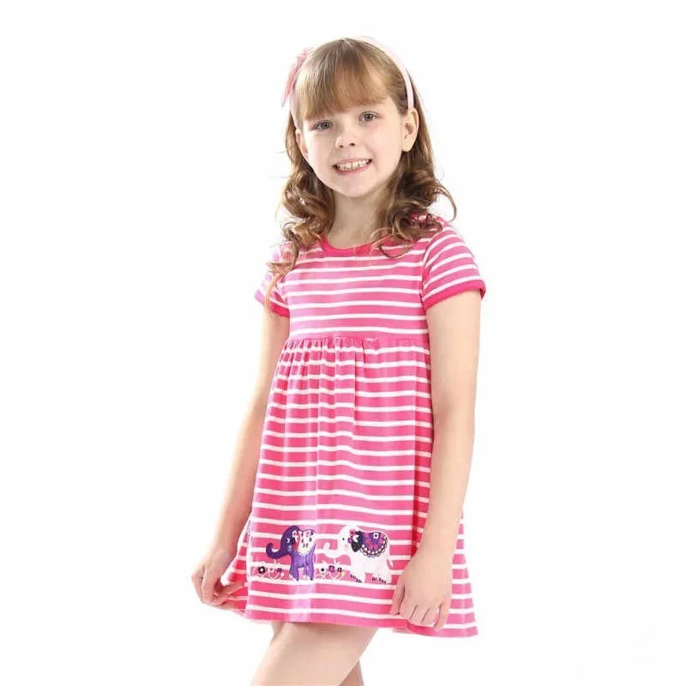 Little Bitty Collection Striped Elephant Dress - Size 7